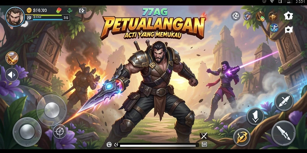 Gameplay seru dalam 77AG dengan pertarungan yang intens.