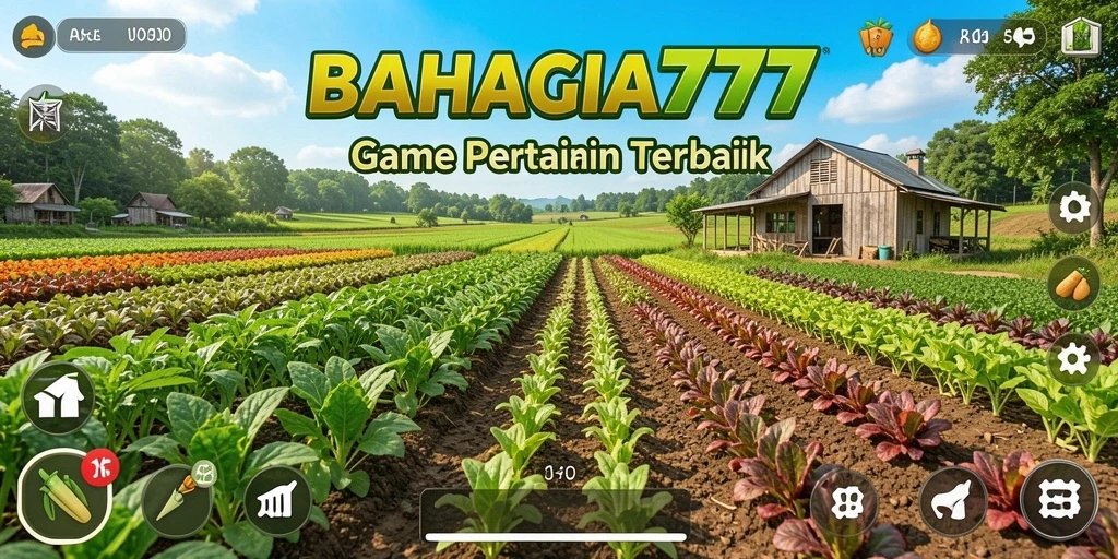 Tangkapan layar gameplay <strong>BAHAGIA777</strong> menunjukkan kebun yang subur dengan berbagai tanaman.
