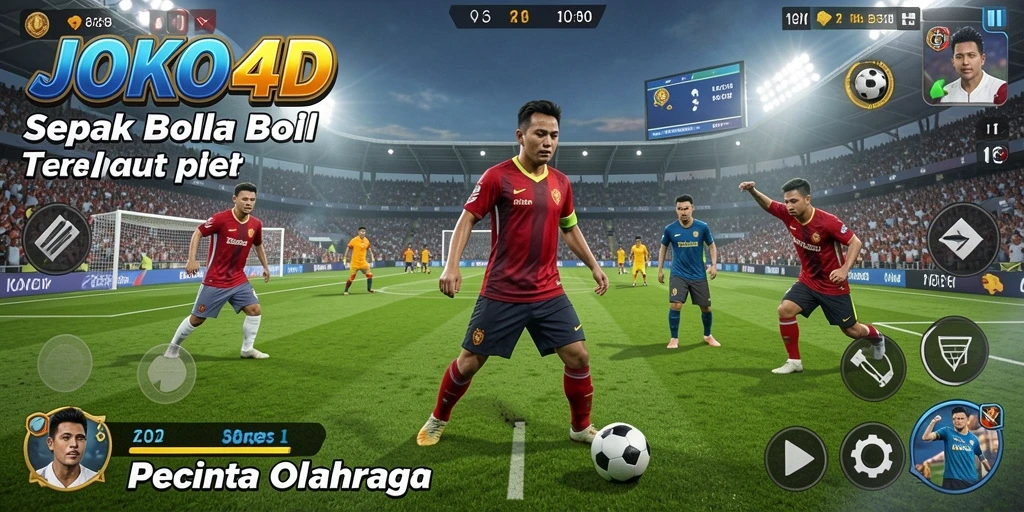 Tangkapan layar utama JOKO4D menampilkan aksi seru dalam permainan sepak bola.