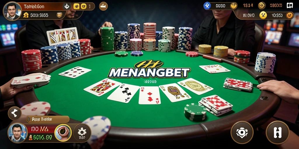 Tampilan gameplay Poker yang mendebarkan di MENANGBET.