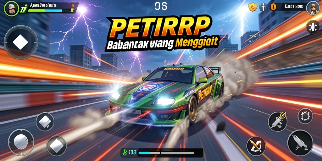 Screenshot menampilkan aksi balapan mendebarkan dari PETIRRP.