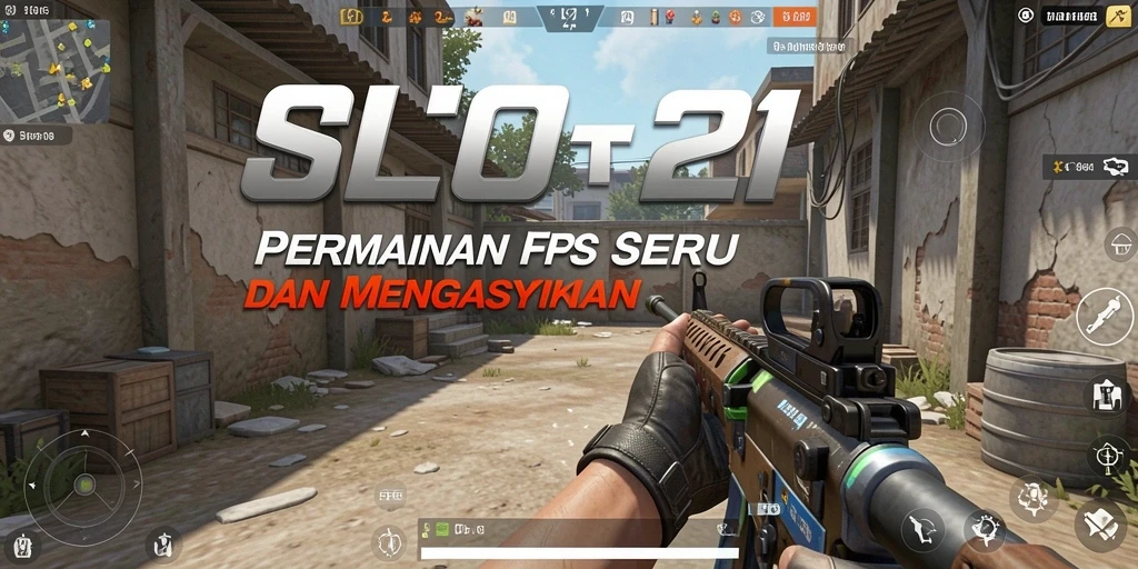 Screenshot utama SLOT21 menampilkan aksi gameplay FPS yang intens dan mendebarkan.